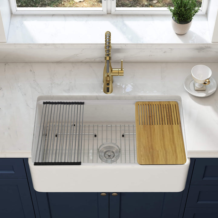 Nova 30" Fireclay Farmhouse Workstation Kitchen Sink