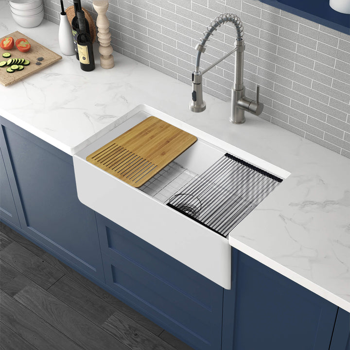 Nova 30" Fireclay Farmhouse Workstation Kitchen Sink