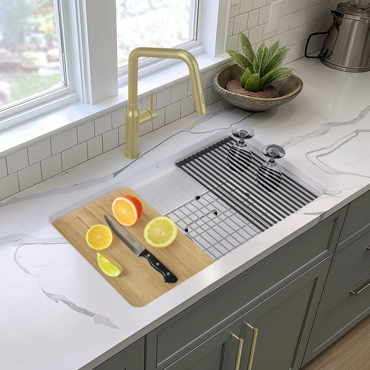 33" Drop-In/Undermount Fireclay Workstation Kitchen Sink