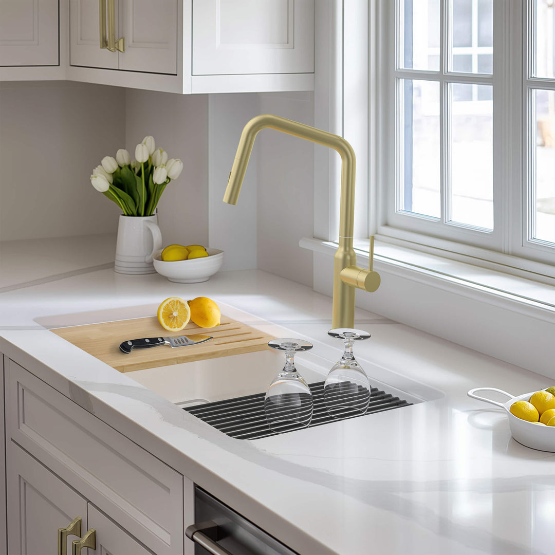 33" Drop-In/Undermount Fireclay Workstation Kitchen Sink