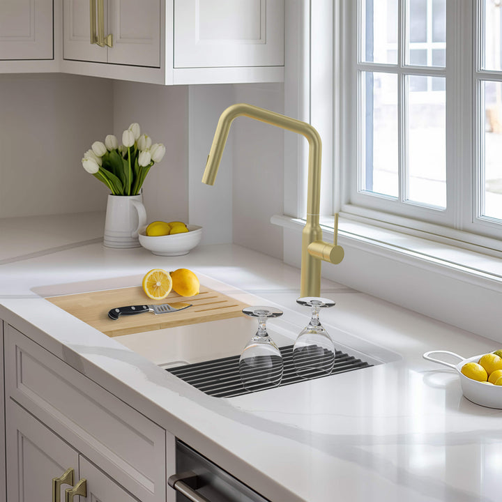 33" Drop-In/Undermount Fireclay Workstation Kitchen Sink