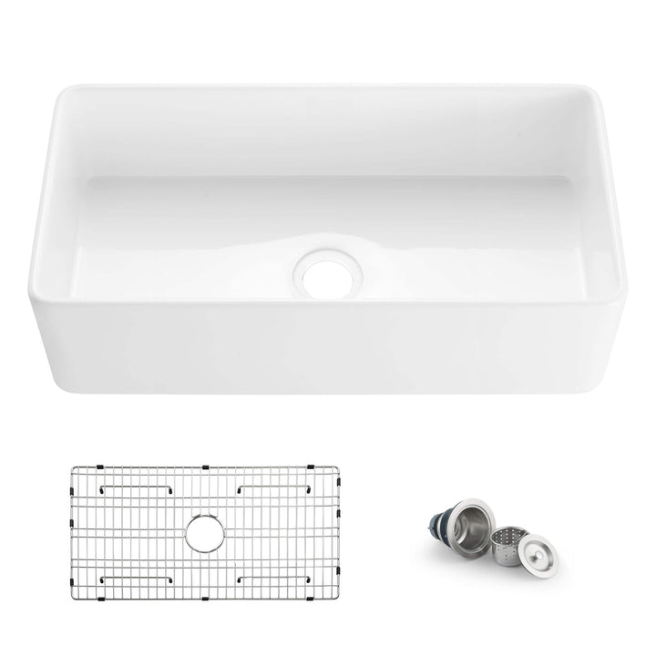 Nova 36" Single Bowl Fireclay Farmhouse Kitchen Sink | ANVE Kitchen &amp; Bath
