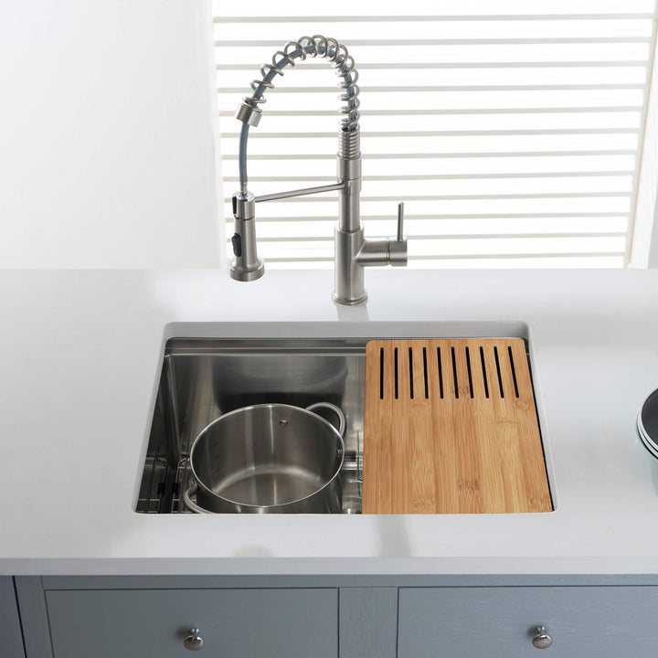 24" Undermount Single Bowl 316 Marine Grade Stainless Steel Workstation Kitchen Sink