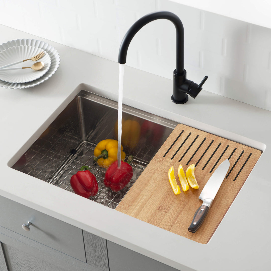 27" Undermount Single Bowl 316 Marine Grade Stainless Steel Workstation Kitchen Sink