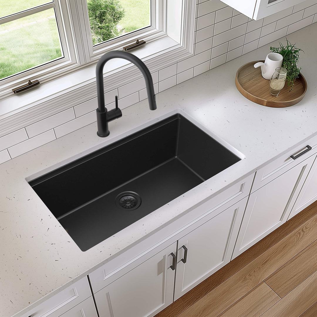 33" Undermount Single Bowl Quartz Workstation Kitchen Sink