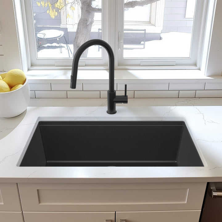 33" Undermount Single Bowl Quartz Workstation Kitchen Sink