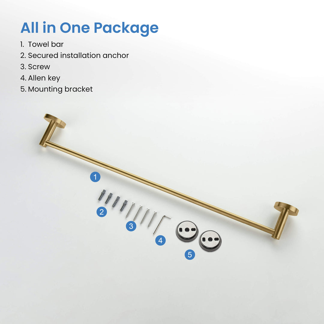 Halo 24" Solid Brass Bathroom Towel Bar