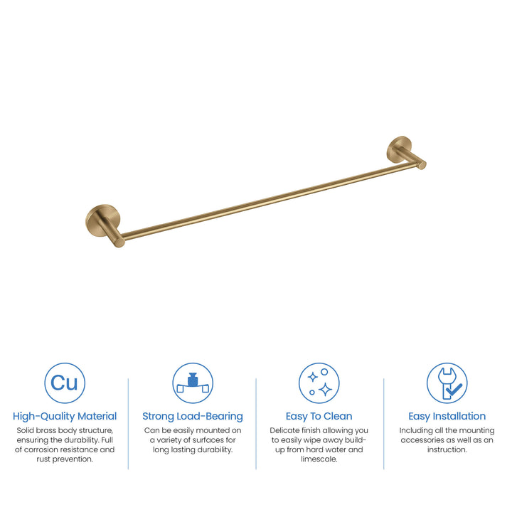 Halo 24" Solid Brass Bathroom Towel Bar