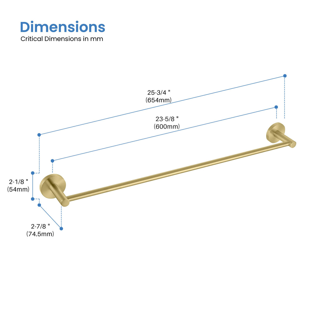 Halo 24" Solid Brass Bathroom Towel Bar