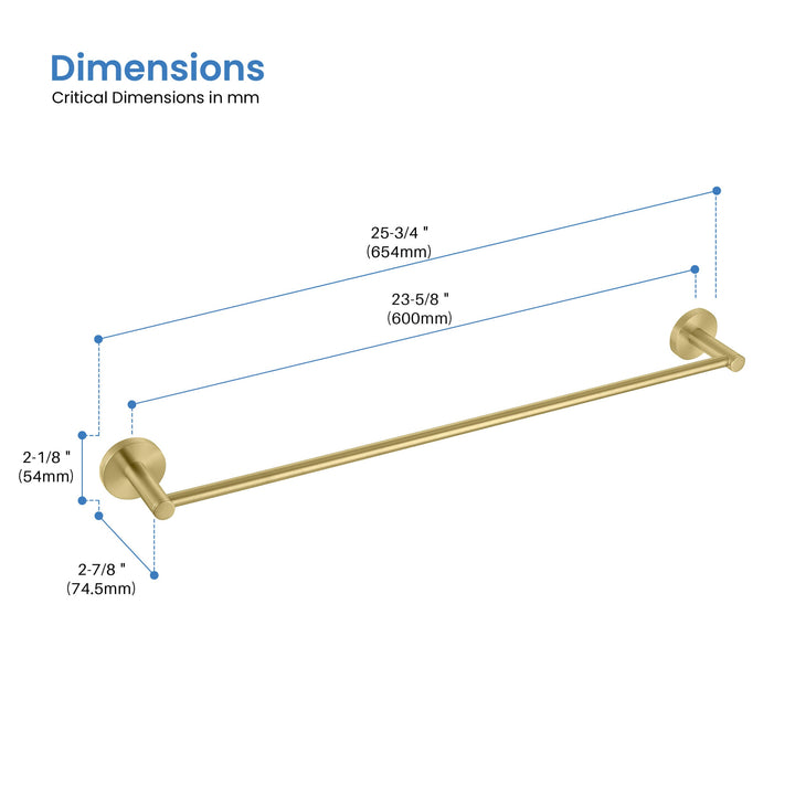 Halo 24" Solid Brass Bathroom Towel Bar