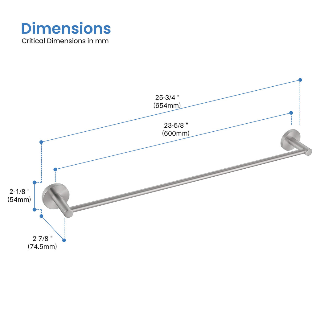 Halo 24" Solid Brass Bathroom Towel Bar