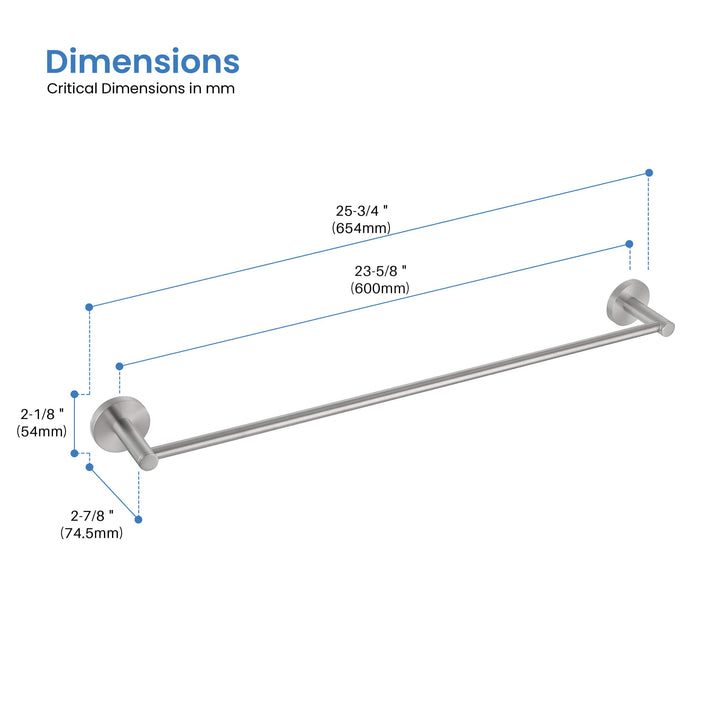 Halo 24" Solid Brass Bathroom Towel Bar