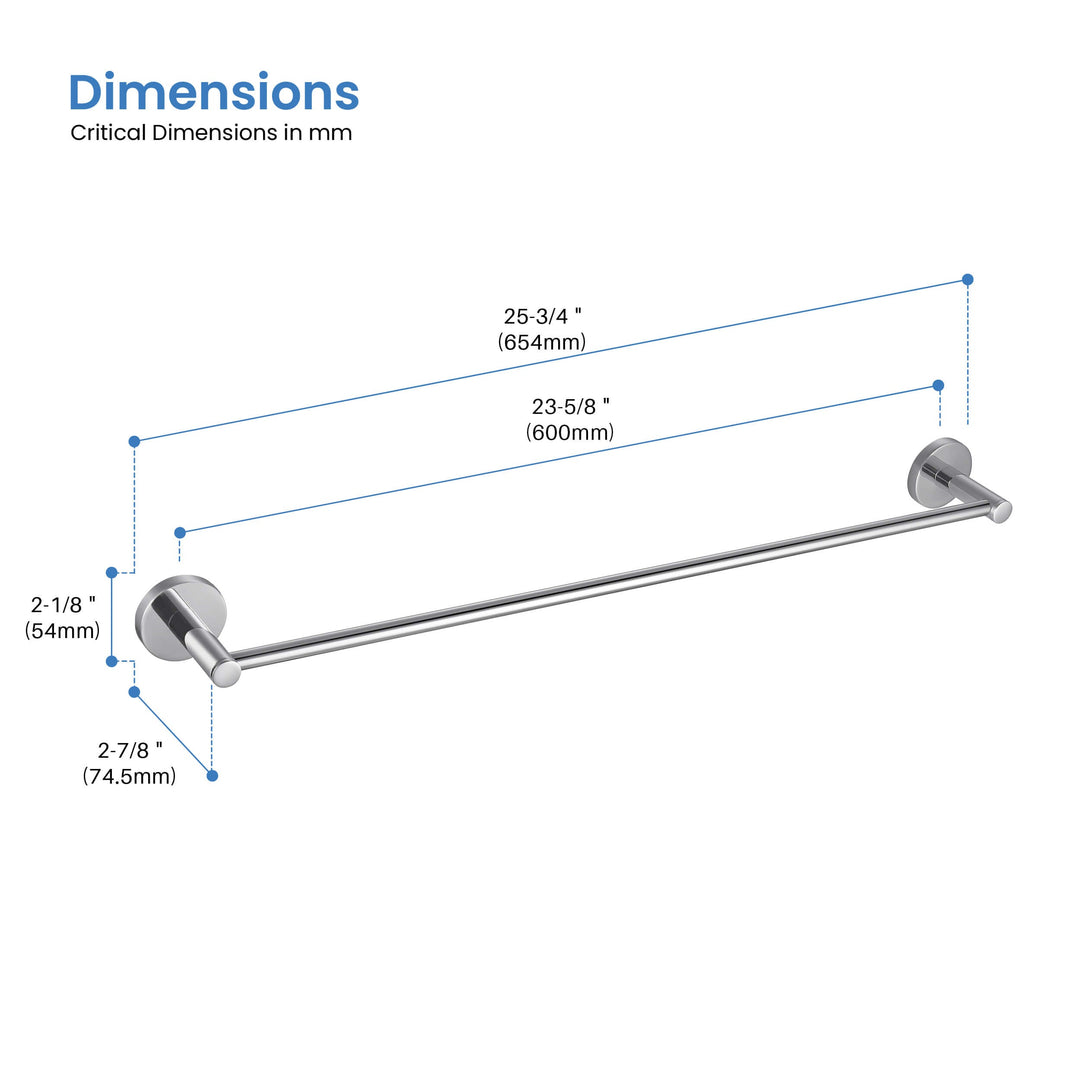Halo 24" Solid Brass Bathroom Towel Bar