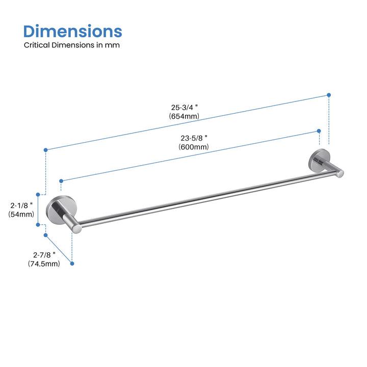 Halo 24" Solid Brass Bathroom Towel Bar