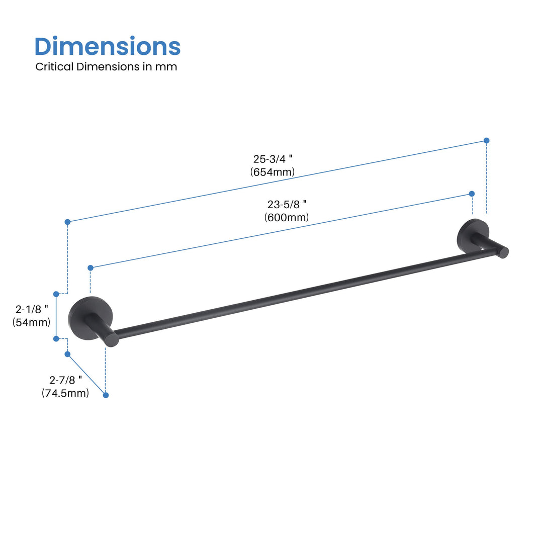 Halo 24" Solid Brass Bathroom Towel Bar