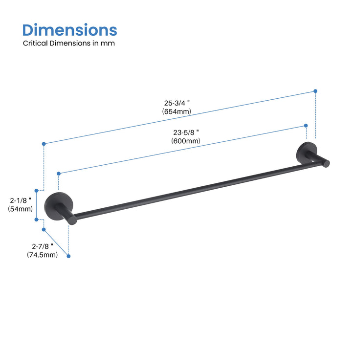 Halo 24" Solid Brass Bathroom Towel Bar