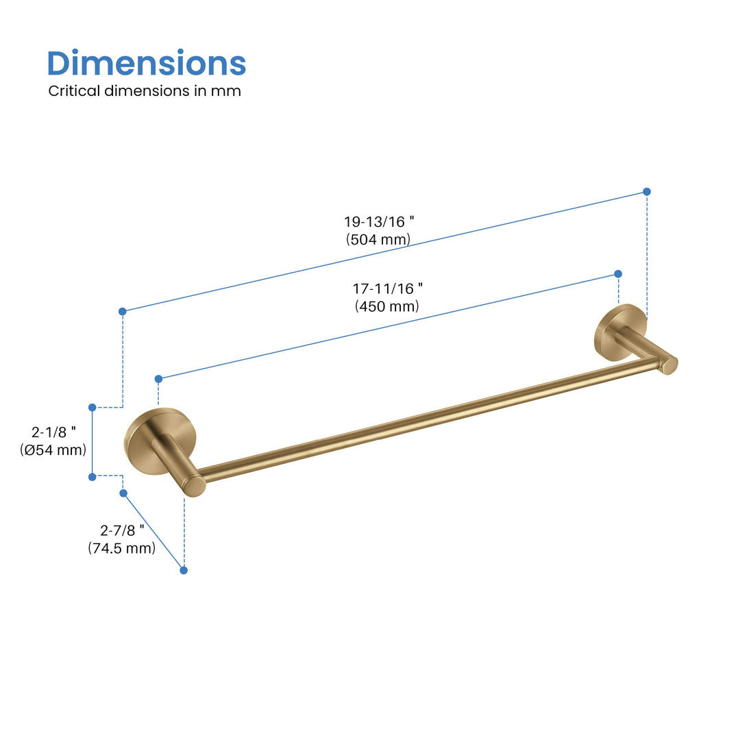 Halo 24" Solid Brass Bathroom Towel Bar