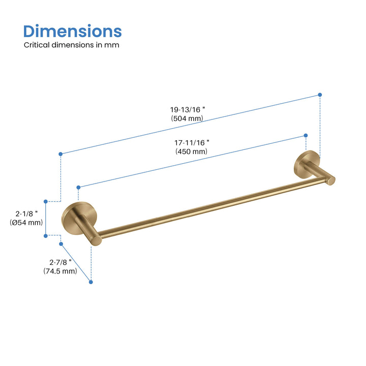 Halo 24" Solid Brass Bathroom Towel Bar