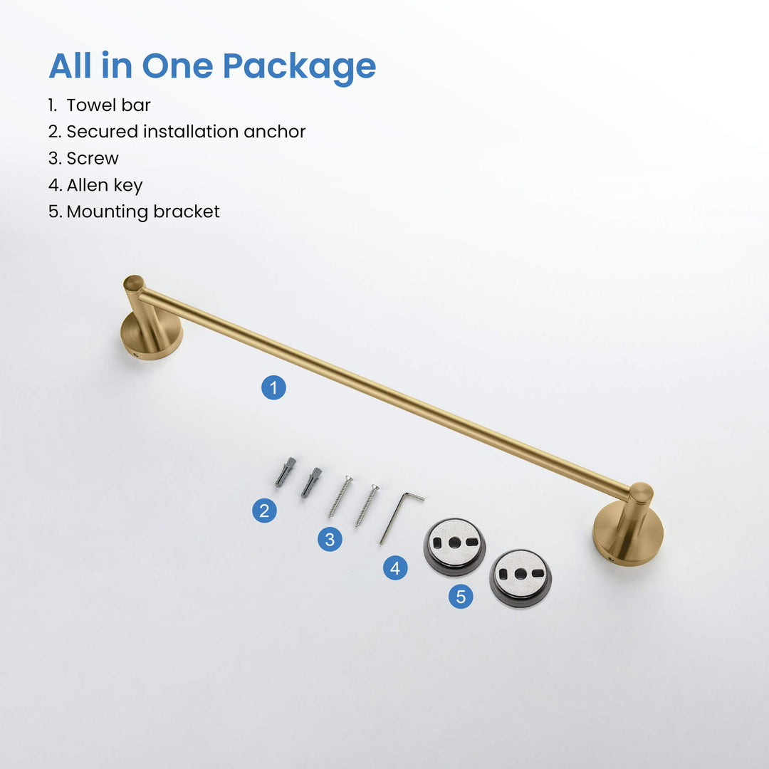 Halo 24" Solid Brass Bathroom Towel Bar