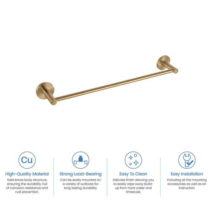 Halo 24" Solid Brass Bathroom Towel Bar