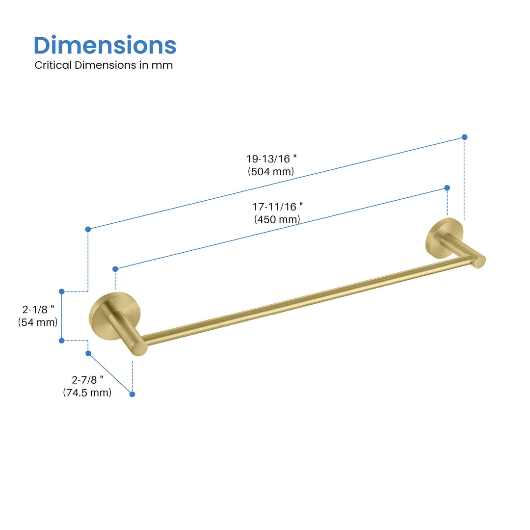 Halo 24" Solid Brass Bathroom Towel Bar