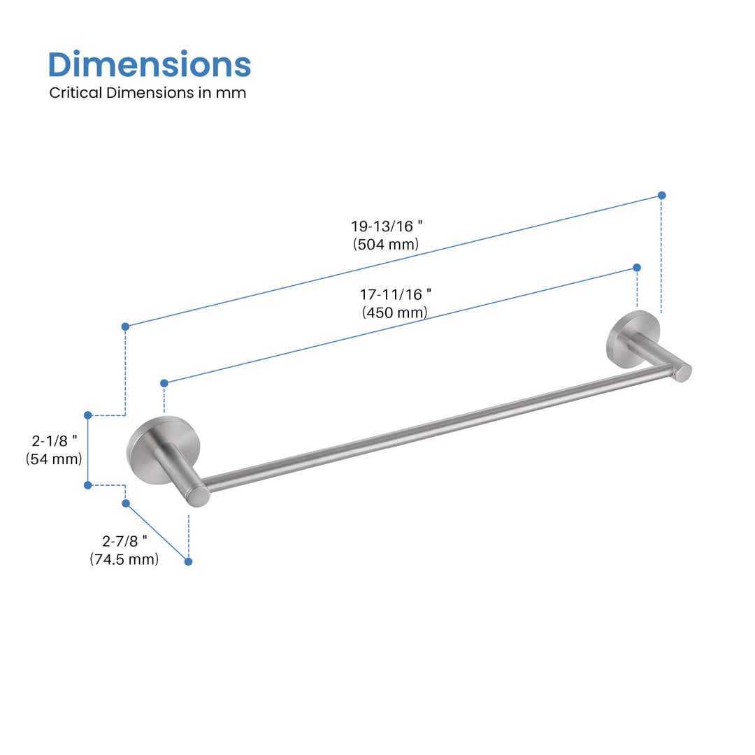 Halo 24" Solid Brass Bathroom Towel Bar