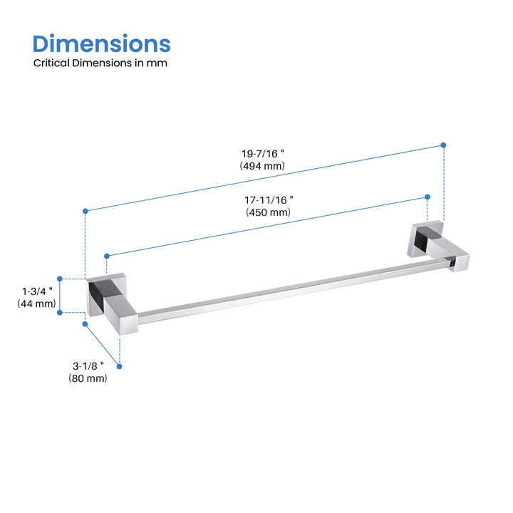 Quadra Square Bathroom Towel Bar