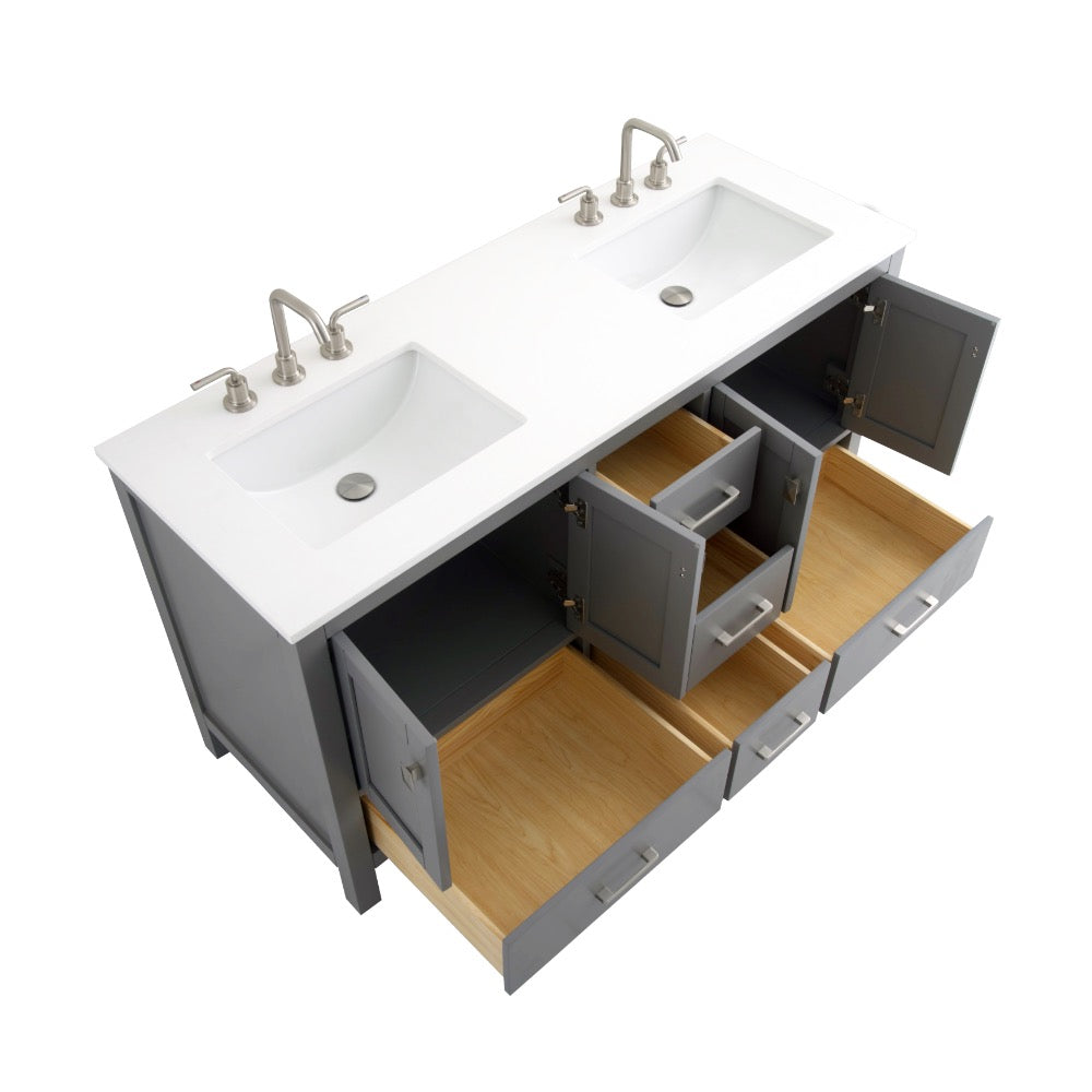 Vanea Freestanding Bathroom Vanity with White Quartz Top
