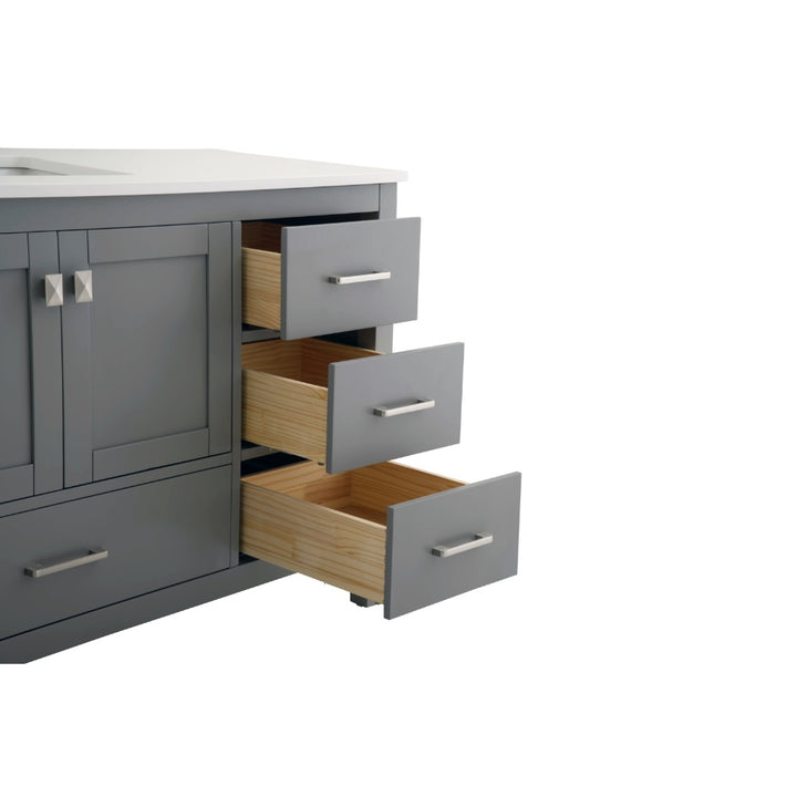 Vanea 60" Single Sink Freestanding Bathroom Vanity in Gray with White Quartz Top