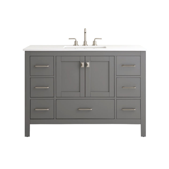 Vanea 48" Bathroom Vanity in Gray with White Quartz Top