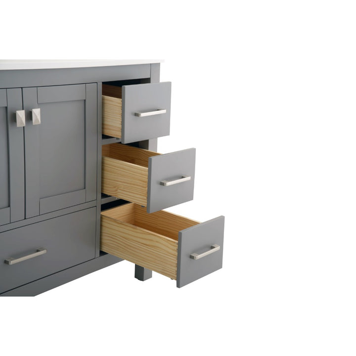 Vanea 48" Single Sink Freestanding Bathroom Vanity in Gray with White Quartz Top