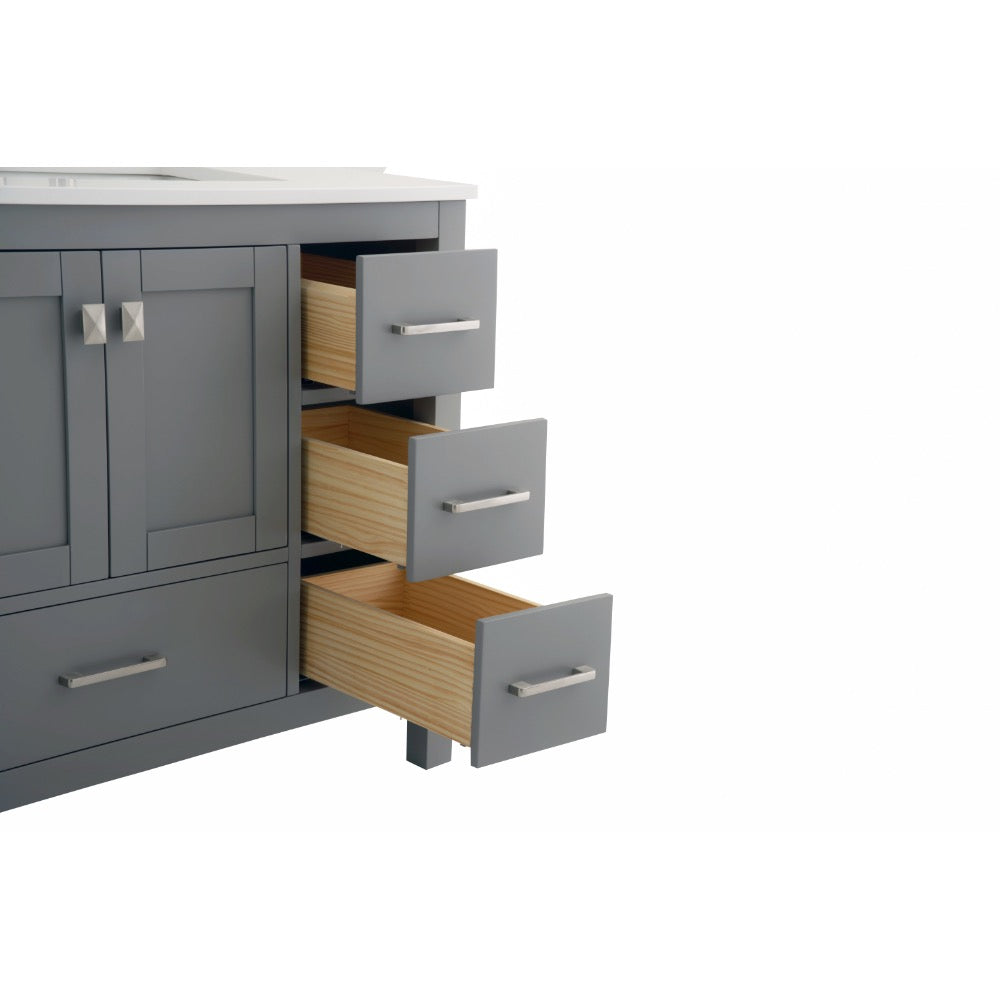 Vanea 36" Single Sink Freestanding Bathroom Vanity in Gray with White Quartz Top