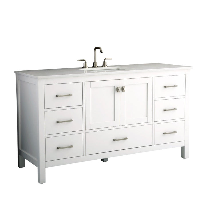 Vanea Freestanding Bathroom Vanity with White Quartz Top