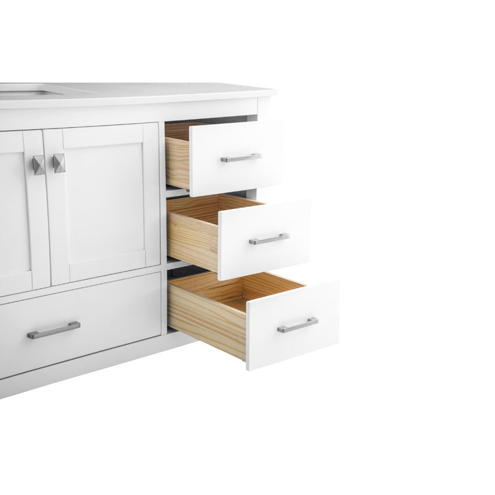 Vanea 60" Single Sink Bathroom Vanity in White with White Quartz Top