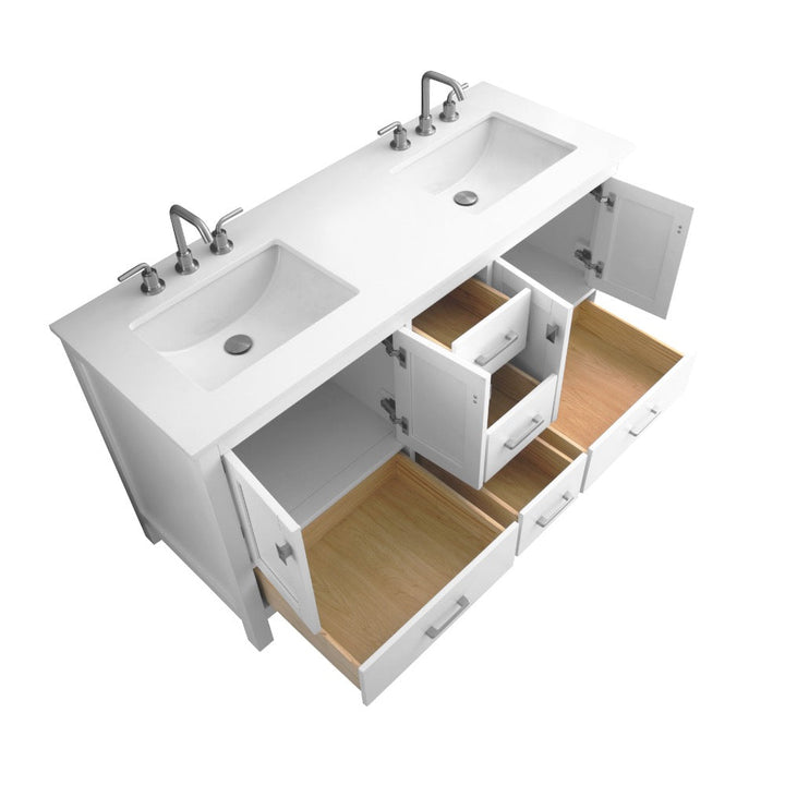 Vanea Freestanding Bathroom Vanity with White Quartz Top