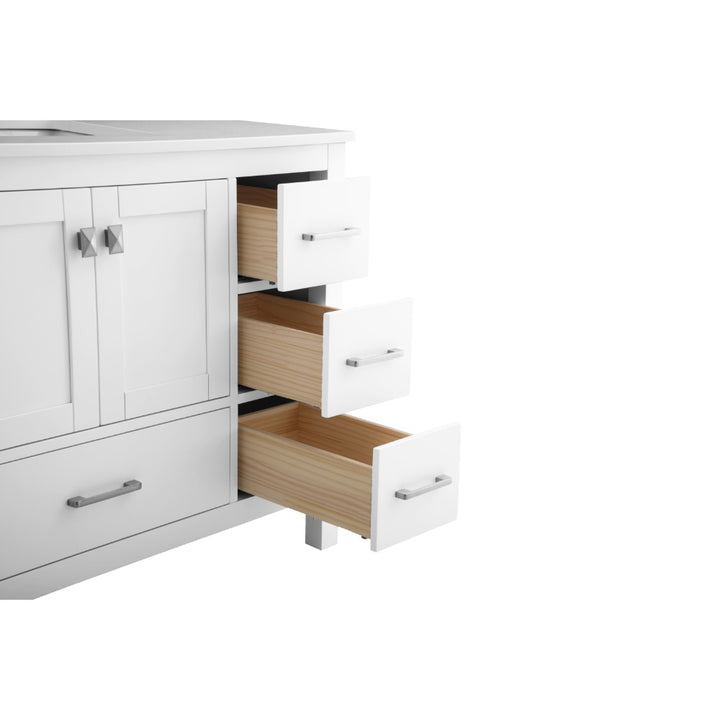 Vanea 48" Single Sink Bathroom Vanity in White with White Quartz Top