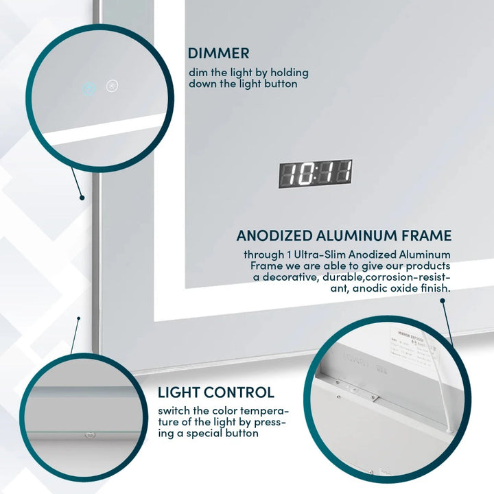 Daytona 60" x 36" LED Bathroom Mirror, Anti-Fog