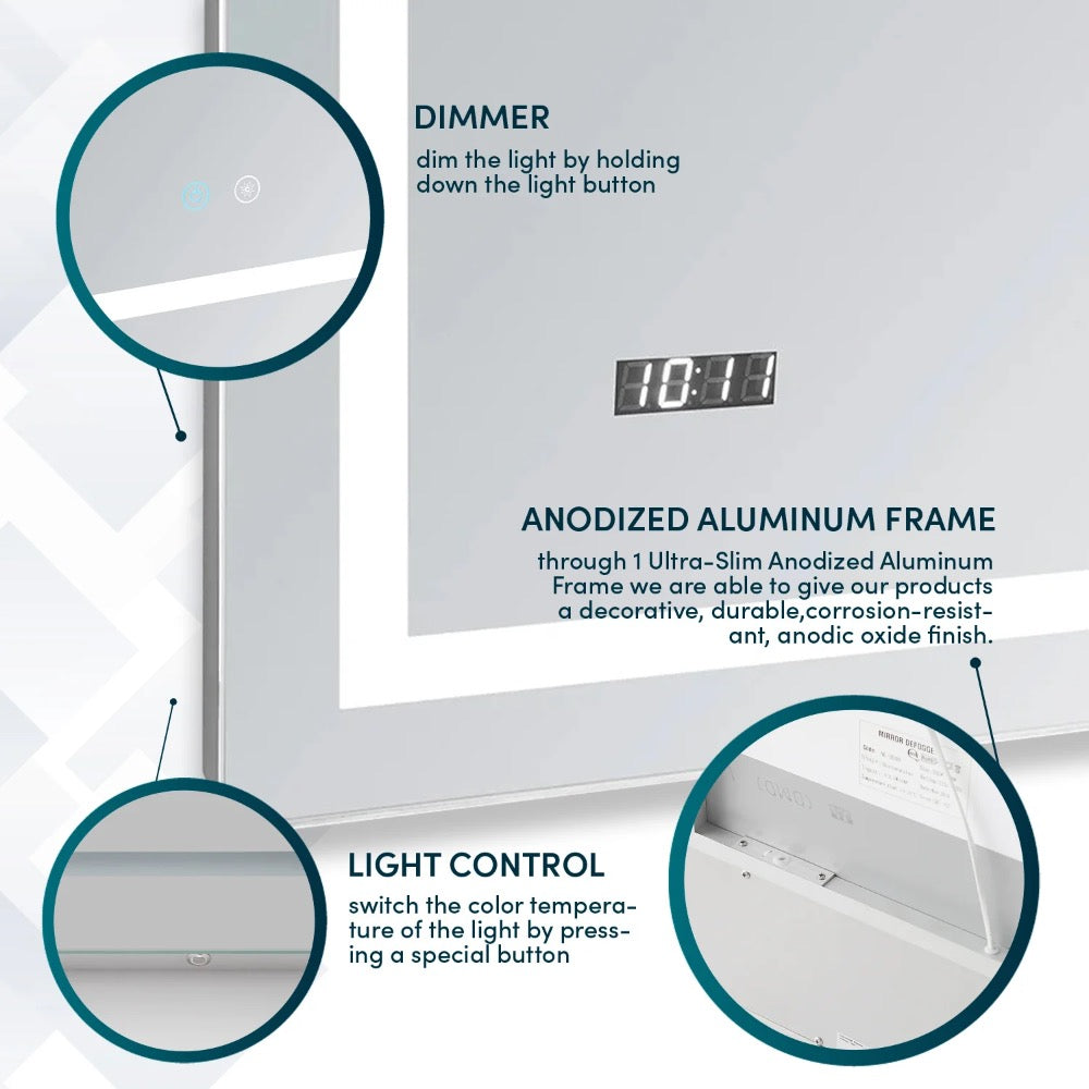 Daytona 48" x 36" LED Bathroom Mirror, Anti-Fog