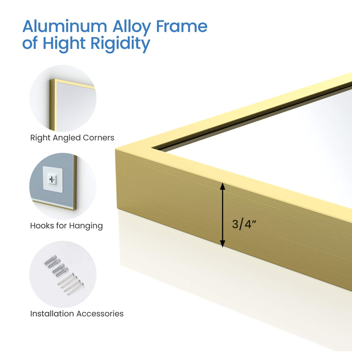 18" x 36" Metal Frame Wall-Mount Bathroom Mirror, Shatterproof in FM1