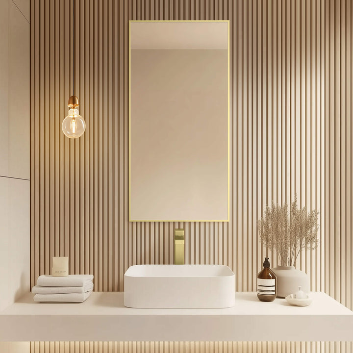18" x 36" Metal Frame Wall-Mount Bathroom Mirror, Shatterproof in FM1
