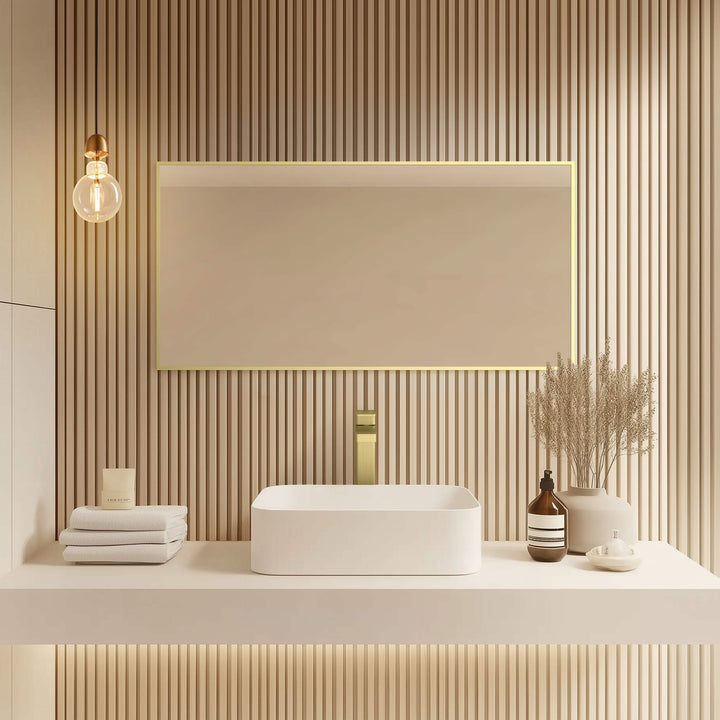 18" x 36" Metal Frame Wall-Mount Bathroom Mirror, Shatterproof in FM1