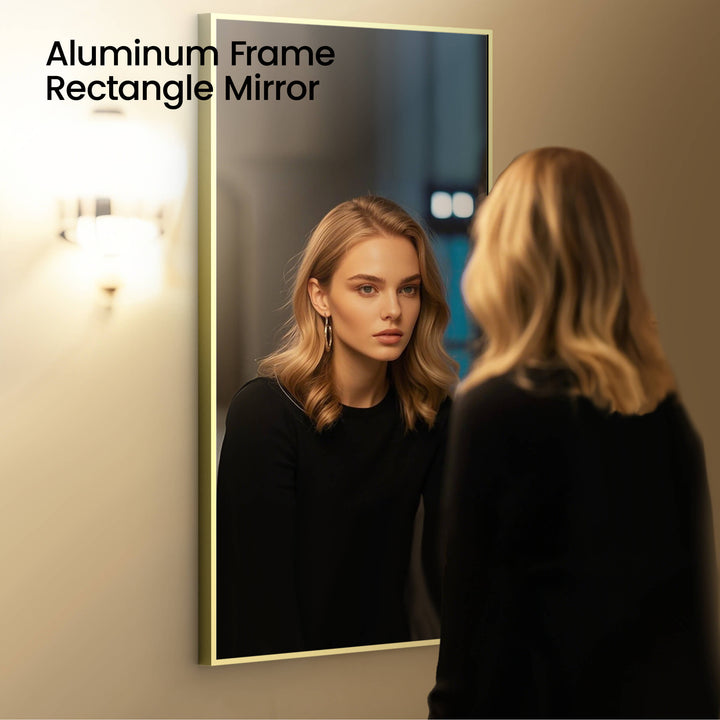 18" x 36" Metal Frame Wall-Mount Bathroom Mirror, Shatterproof in FM1