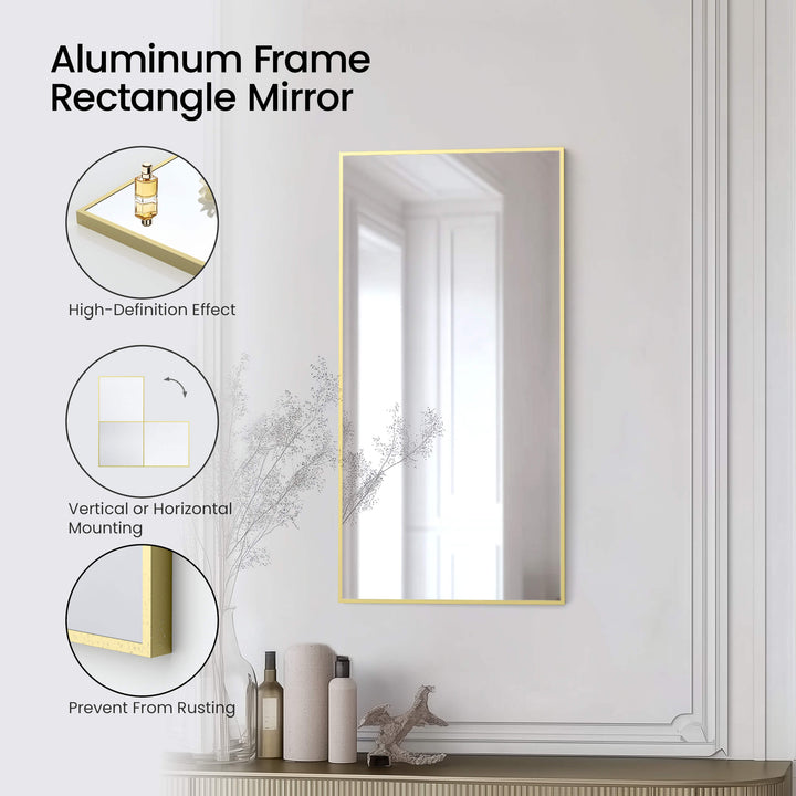 18" x 36" Metal Frame Wall-Mount Bathroom Mirror, Shatterproof in FM1