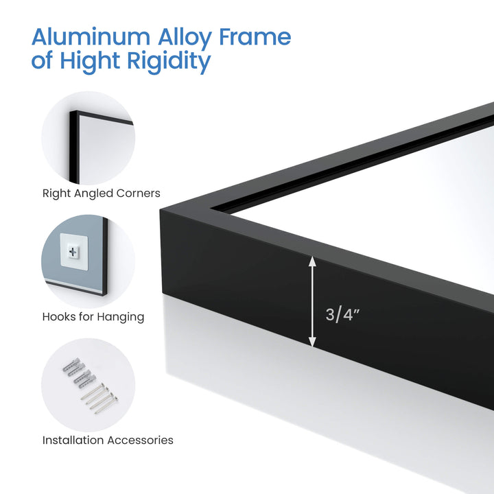 18" x 36" Metal Frame Wall-Mount Bathroom Mirror, Shatterproof in FM1
