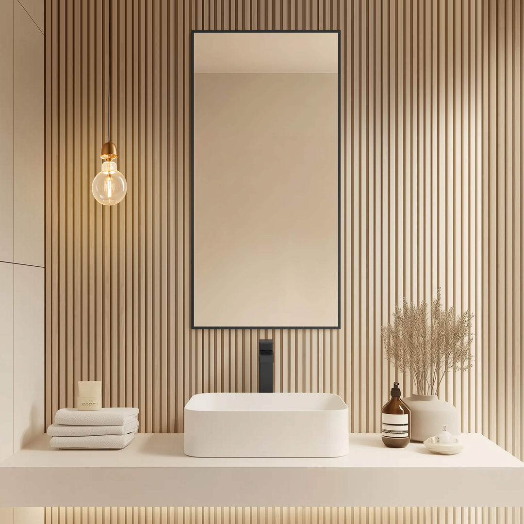 18" x 36" Metal Frame Wall-Mount Bathroom Mirror, Shatterproof in FM1