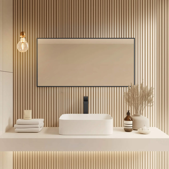 18" x 36" Metal Frame Wall-Mount Bathroom Mirror, Shatterproof in FM1