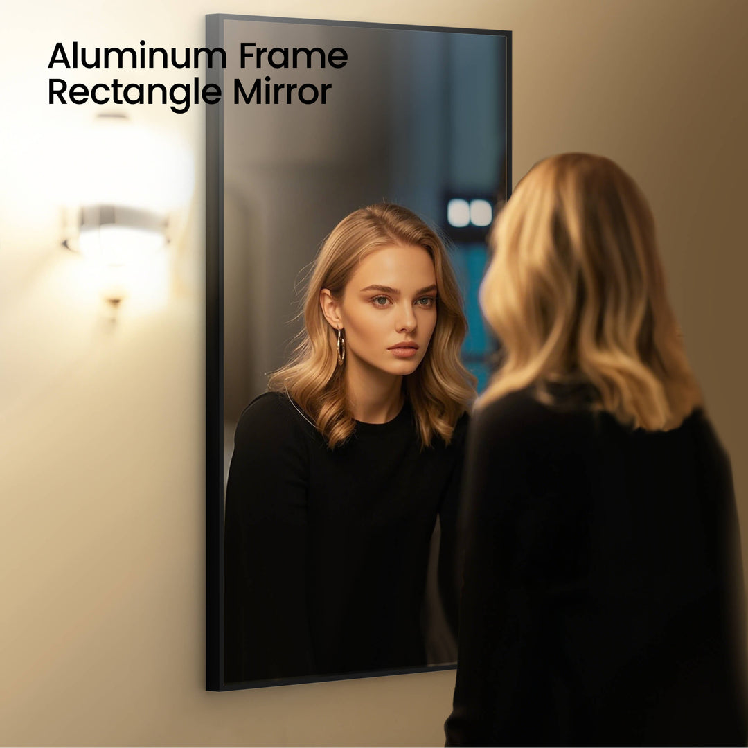 18" x 36" Metal Frame Wall-Mount Bathroom Mirror, Shatterproof in FM1