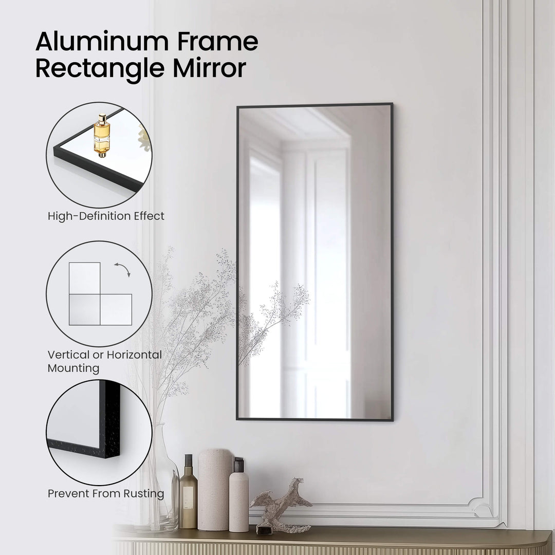 18" x 36" Metal Frame Wall-Mount Bathroom Mirror, Shatterproof in FM1