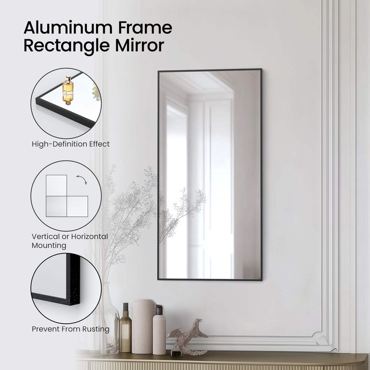 18" x 36" Metal Frame Wall-Mount Bathroom Mirror, Shatterproof in FM1