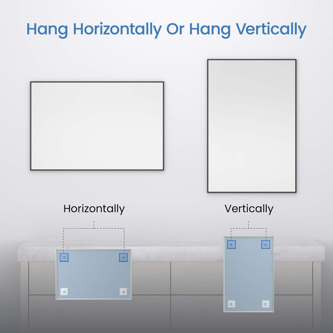 18" x 36" Metal Frame Wall-Mount Bathroom Mirror, Shatterproof in FM1